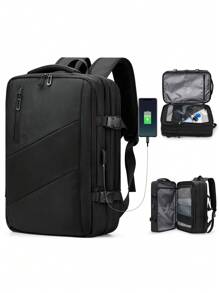 15.6inch Large Capacity Carry On Backpack, Expandable Airline Approved Weekender,Laptop Backpack With USB Charging Port, Waterproof Black, Gift For Father,Backpack For Travel, College, School,Hiking - Black - View 2