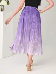 Modelyn 漸層百褶半身裙不附腰帶 - 紫羅蘭色 - 查看 2