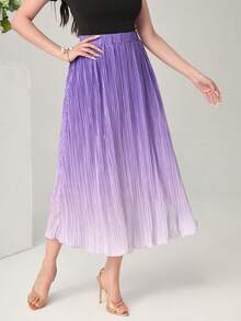 Modelyn 漸層百褶半身裙不附腰帶 - 紫羅蘭色 - 查看 5