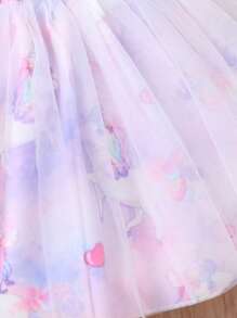 SHEIN 嬰兒獨角獸印花網紗覆蓋半身裙 - 彩色 - 查看 4