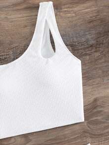 Plain Cut Out High Waisted Bikini Set Summer Beach - White - View 6