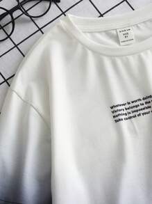 SHEIN Tops con trai Ombre Slogan Giải trí - Nhiều màu - Xem 3