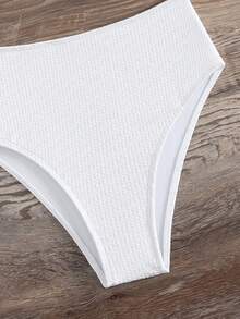 Plain Cut Out High Waisted Bikini Set Summer Beach - White - View 7