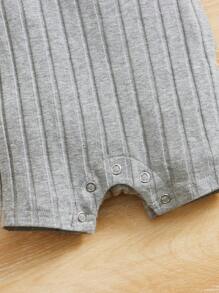 SHEIN Đứa bé gái 2 Miếng Đồ đan Ribbed Áo Tank Romper - Nhiều màu - Xem 4