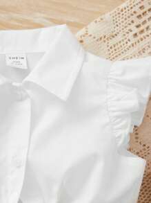 SHEIN Bộ đồ Em bé Xù Nút phía trước Hoa - Nhiều màu - Xem 3