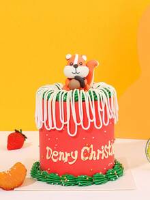 1 pieza de adorno de pastel de arcilla polimérica, diseño de ardilla decoración superior de pastel para el hogar, fiesta - Multicolor - Ver 1