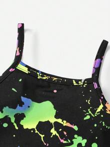 SHEIN Baby Girl Reflective Allover Print Cami Top & Biker Shorts