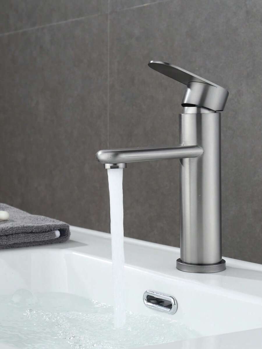 1 pieza Grifo de babero aleación de zinc simple gris 2 en 1 para cuarto de baño - Gris - Ver 1