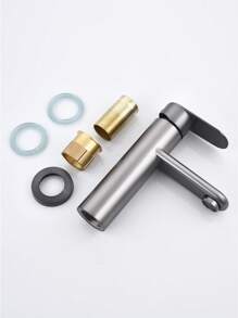 1 pieza Grifo de babero aleación de zinc simple gris 2 en 1 para cuarto de baño - Gris - Ver 2