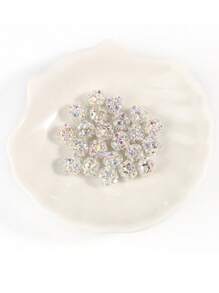 50pcs Multicolor AB Rhinestone Balls Crystal Loose Spacer Round Beads For Jewelry Making DIY Bracelet Accessories - Silver - View 4