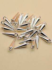 30 件复古电镀锌合金锥形简约吊坠饰品 DIY 珠宝配件 - 銀色 - 查看 2