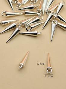 30 件复古电镀锌合金锥形简约吊坠饰品 DIY 珠宝配件 - 銀色 - 查看 3