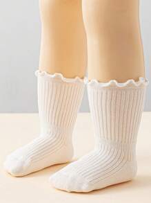 5pairs Baby Girl Lettuce Trim Crew Socks - Multicolor - View 3