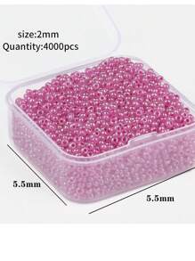 1 Hộp 4000 Chiếc Hạt Thủy Tinh Tròn 2X2 Mm Để Tự Làm Đồ Trang Sức Làm Vòng Tay, Dây Chuyền, Thủ Công - Màu Hồng San hô - Xem 4