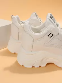 秋冬女士时尚百搭厚底休闲运动鞋 - 白色 - 查看 3