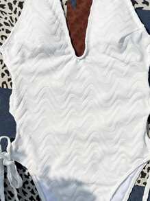 Bañador una pieza con tira cruzada de espalda abierta - Blanco - Ver 4