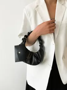 Set de 2 bolsos pequeños de unicolor con pliegues y monedero, bolso bandolera de mujer de unicolor con diseño de nube y media luna