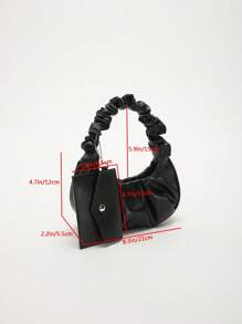 Set de 2 bolsos pequeños de unicolor con pliegues y monedero, bolso bandolera de mujer de unicolor con diseño de nube y media luna