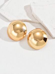 圓形耳釘 - 金黃色 - 查看 2