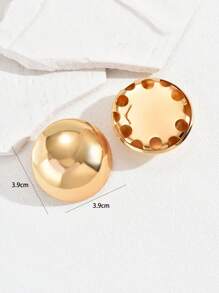 圓形耳釘 - 金黃色 - 查看 3