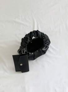 Set de 2 bolsos pequeños de unicolor con pliegues y monedero, bolso bandolera de mujer de unicolor con diseño de nube y media luna