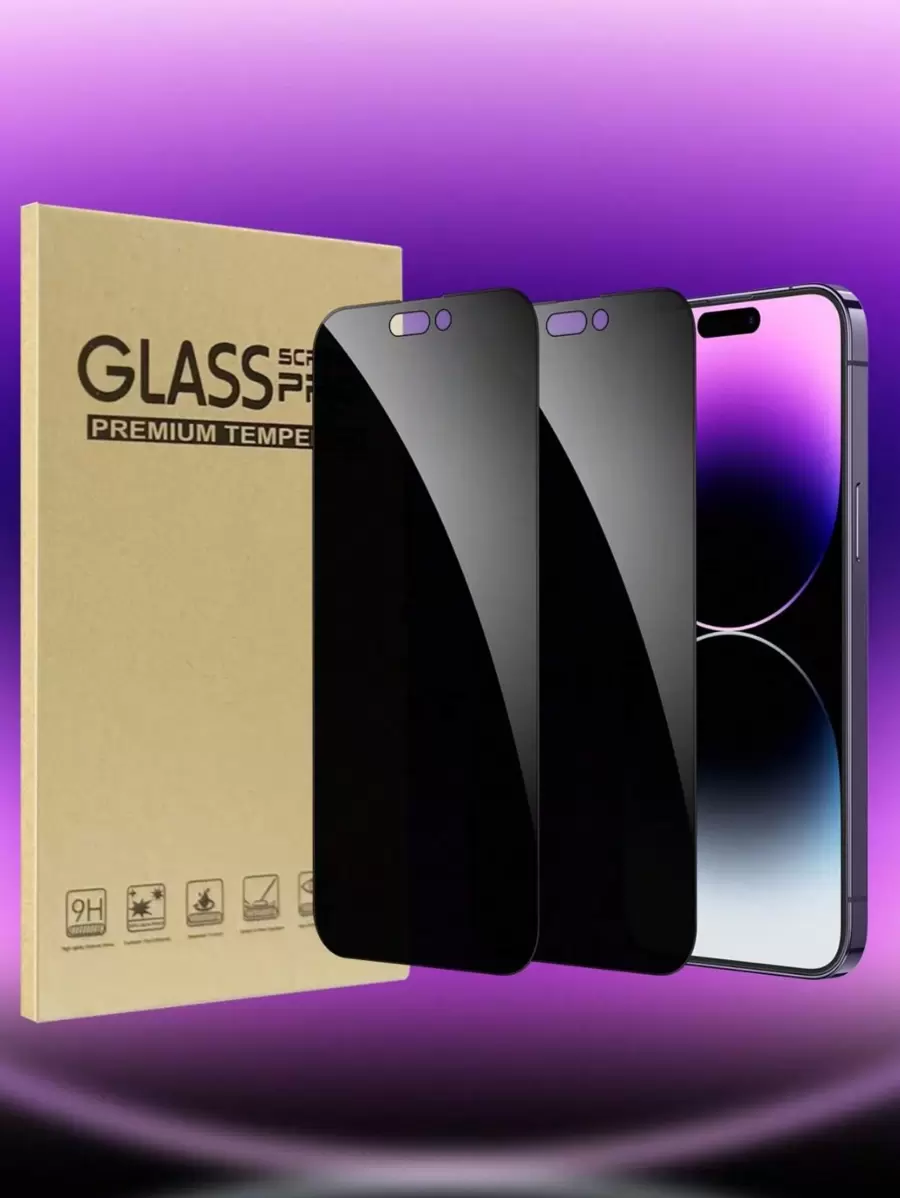 2 láminas de protector de pantalla de privacidad compatible con iPhone, protector de pantalla privado compatible con iPhone 16/16 Plus/16 Pro/16 Pro Max/15/15Pro/15Plus/15Promax, regalo para cumpleaños, familia, amigos, de vidrio templado, anti-espía, accesorios para teléfonos a prueba de agua, a prueba de golpes, anti-caída, anti-arañazos, anti-huellas dactilares, cobertura completa - Negro - Ver 1