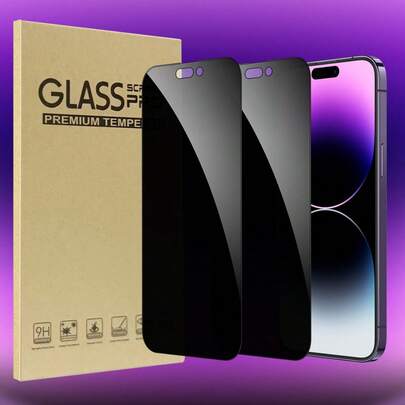 2 片隐私保护手机屏幕保护膜适用于 ，私人屏幕保护膜适用于 16/16 Plus/16 Pro/16 Pro Max/15/15Pro/15Plus/15Promax 生日、家人、朋友的礼物钢化玻璃、防窥视、手机配件防水防震防摔防摔防刮防指纹全覆盖