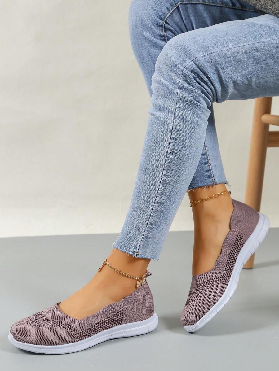 女士羅紋一腳蹬休閒運動戶外織物一脚蹬 - 紫色 - 查看 1