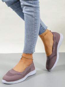 女士羅紋一腳蹬休閒運動戶外織物一脚蹬 - 紫色 - 查看 4