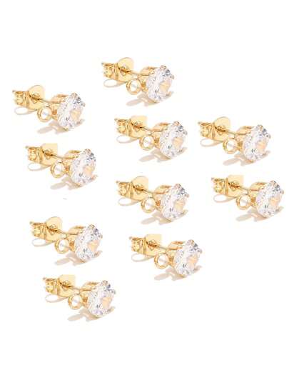 10 piezas/set Accesorio de pendientes de bricolaje de decoración de circonita cúbica de acero inoxidable glamoroso, para mujeres para hacer joyas de bricolaje