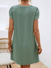 SHEIN LUNE 素色花瓣袖T恤洋裝 - 薄荷綠 - 查看 2