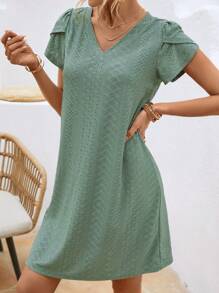 SHEIN LUNE 素色花瓣袖T恤洋裝 - 薄荷綠 - 查看 6