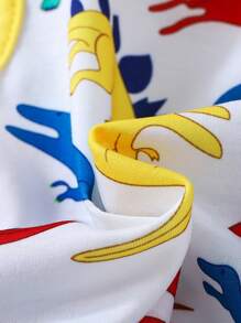 SHEIN Baby Boy Dinosaur Print Contrast Binding Tank Top & Shorts