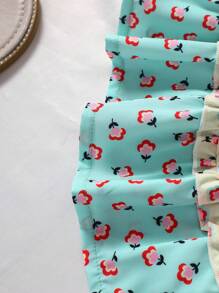 Toddler Girls Ditsy Floral Print Colourblock Ruffle Hem Skirt - Multicolor - View 3