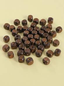 50 cái/bộ Phụ Kiện Trang Sức Tự Làm Đính Hạt Gỗ - Cà phê nâu - Xem 1