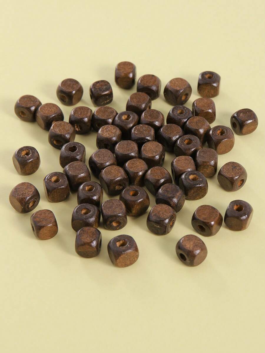 50 cái/bộ Phụ Kiện Trang Sức Tự Làm Đính Hạt Gỗ - Cà phê nâu - Xem 1