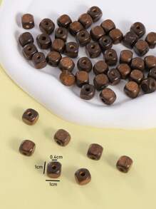 50 cái/bộ Phụ Kiện Trang Sức Tự Làm Đính Hạt Gỗ - Cà phê nâu - Xem 3