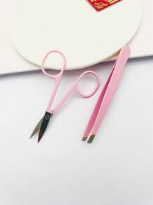 2件套，1把粉色眉剪+1把粉色眉镊，眉毛修整套装，美容工具，适合家庭和商业用途，方便旅行携带，可分发，送给女孩的礼物，家居装饰，梳妆台，卧室，价格实惠，情人节礼物，赠品，旅行，廉价好物，旅行必备 - 粉色 - 查看 6