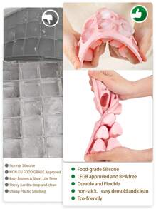 1pc Pink Heart Shaped Silicone Ice Cube Tray - Baby Pink - View 7