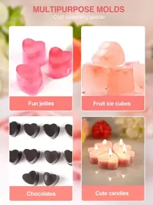 1pc Pink Heart Shaped Silicone Ice Cube Tray - Baby Pink - View 8