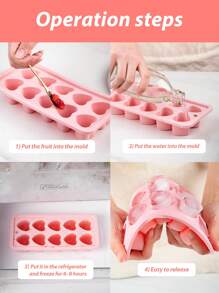 1pc Pink Heart Shaped Silicone Ice Cube Tray - Baby Pink - View 9