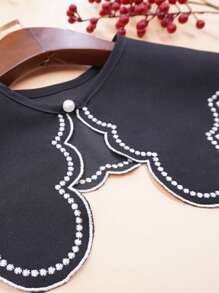 1入組刺繡細節時尚肩領適合日常生活 - 黑色 - 查看 3