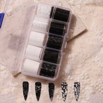 10 Rolls Mixed Lace Flower Nail Art Transfer Foils Stickers DIY Nail Accessories Nails Nail Supplies
