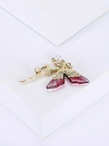 1入組時尚水鑽和人造珍珠裝飾舞者設計胸針適合女士日常裝飾 - 紅色 - 查看 2