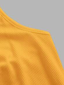 SHEIN ICON 環鏈後背繫帶掛脖上衣 - 黃色 - 查看 3