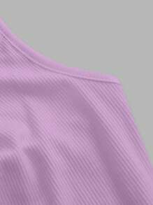 SHEIN ICON Áo khoác và áo lót dành cho xe tăng nữ Lộ Lưng Nhẫn Buộc lại màu trơn Giải trí - Màu Lilac Tím - Xem 4