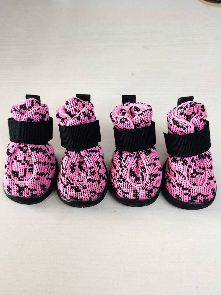 4pcs Breathable Pet Shoe For Dog And Cat For Outdoor - Coral Pink - View 5