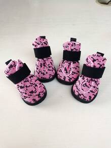 4pcs Breathable Pet Shoe For Dog And Cat For Outdoor - Coral Pink - View 6