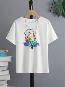 SHEIN 男孩卡通圖案T恤 - 白色 - 查看 1