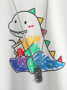 SHEIN 男孩卡通圖案T恤 - 白色 - 查看 3